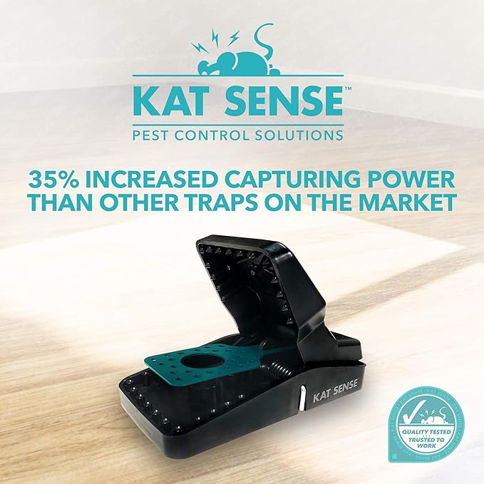 Kat Sense Rat Traps for House (12 Pack) Humane Rodent Trap for Instant Kill Results, Easy to Use Mouse Traps, Effective Anti-Rodent Solution, Reusable, Indoor ‘N Outdoor