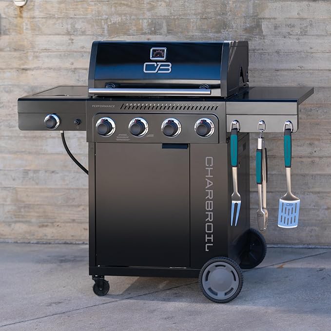 Charbroil Performance Series 4-Burner Gas Grill Cabinet with Side Burner, Black - 463253925