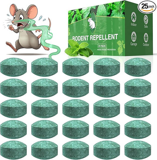 Pest Rodent Repellent, 25 Pack Peppermint Oil Mouse Traps Balls for Rat Mice, Ant, Roach, Spider, Squirrel, Insect Control Mouse Deterrent for Indoor Outdoor Use, for Garden & Home, Family & Pet Safe