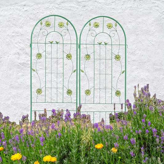 4 Pack Metal Garden Trellis for Climbing Plant Rose Stand, Pine Green Outdoor 86.7'' Tall Flower Support Iron Garden Fence, Turquoise-86.7" H