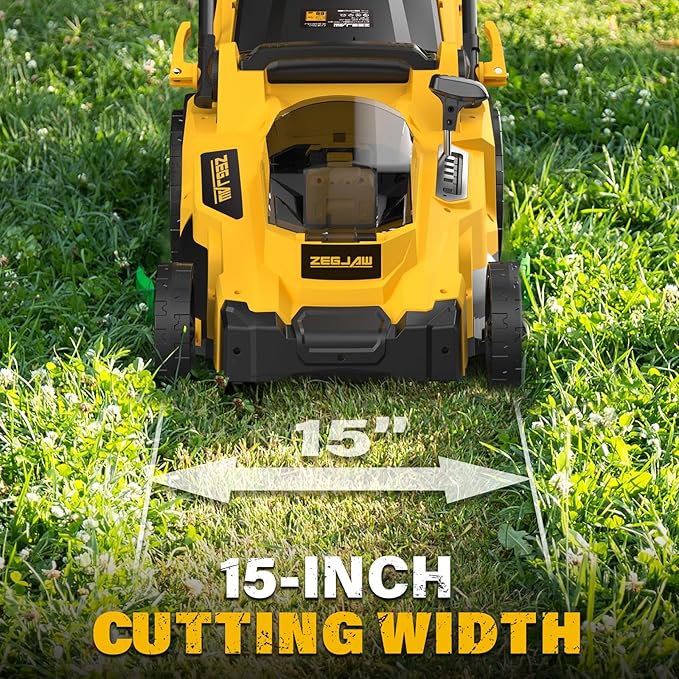 Electric Lawn Mower Cordless,15-Inch Lawn Mower with 2pcs 4.0Ah Batteries and Charger,2-in-1 Electric Mower with 6-Position Height Adjustment & Foldable Handle