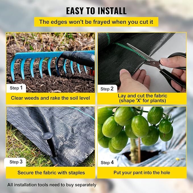 Happybuy 3FTx300FT Weed Barrier Landscape Fabric Heavy Duty 3.2OZ, Woven Weed Blocker Gardening Mat, Garden Weed Control Fabric, Geotextile Drainage Fabric, Driveway Fabric Landscaping Ground Cover