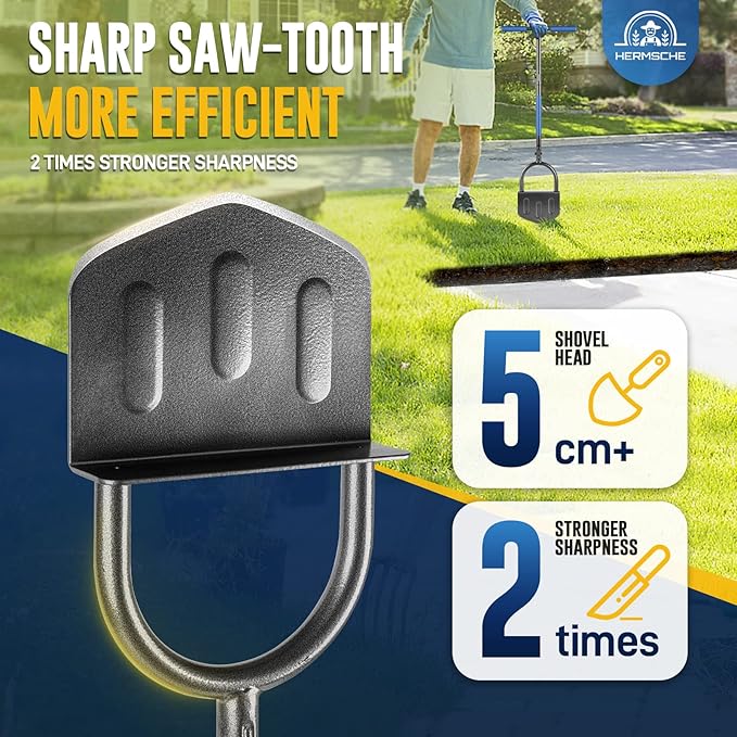 Hand Edger Lawn Tool, Sharp Half Moon Manual Grass Edger Tool with Soft T-Grip Handle for Garden, Yard, Sidewalk, Landscape, 38″