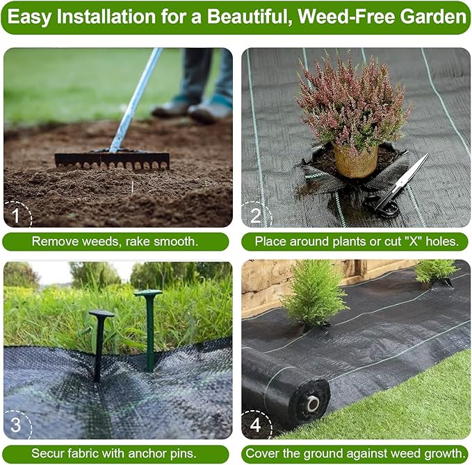 Landscape Weed Barrier Fabric - 2.95 x 16Ft. Perfect for Gardens, Landscaping, Ground Cover and Box Liners…