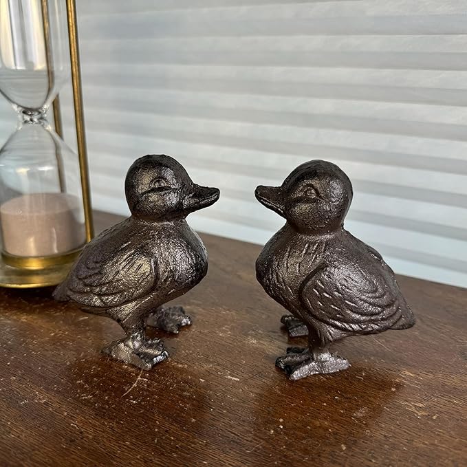 Rust Brown Cast Iron Duck Figurine（3.6" Tall） - Single Piece Vintage Style Decorative Ornament for Home, Garden, Shelf Decor HC6905