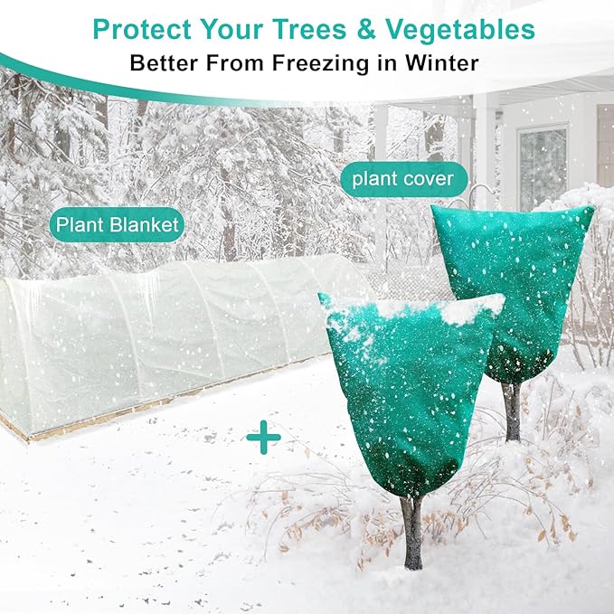 Insoma Extra Large Plant Cover Freeze Protection 86.6" W X 97.5" H, Outdoor Plants Frost Protection Covers with Zipper & Drawstring, Frost Blankets for Tree, Shrub Potted Plants Cover in Winter