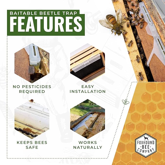 Clear Small Hive Beetle Trap with Baitable and Reusable Oil Trap Designed for Trapping Beetles in Bee Hives Without Chemicals for Beekeeping - 12 Pack