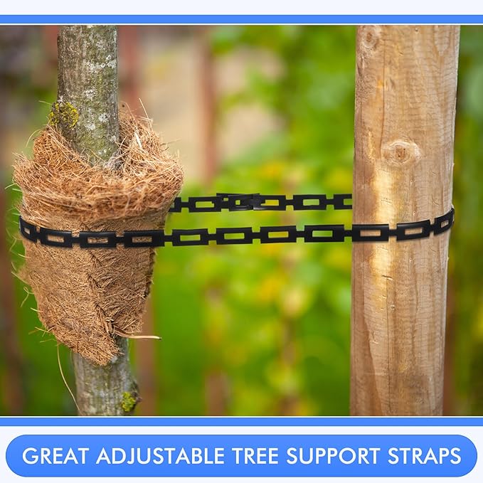 Wesiti 50 ft Plastic Chain Lock Tree Tie 1/2 Inch Wide Adjustable Tree Support Straps Plant String Swing Strap Flexible Reusable Ties for Staking for Garden Accessories