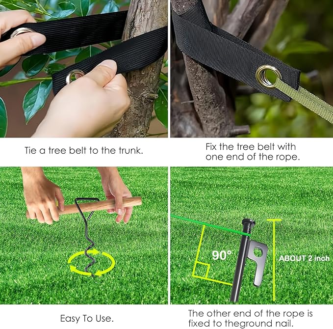 27 PCS Tree Straightening kit, Heavy Duty Tree Stake Kit for Leaning Trees, Includes 9 Steel Stakes, Straps, Rope for Weather Protection and Straightening.