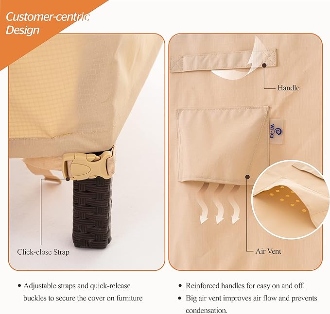 Patio Chair Covers, Outdoor furniture Cover, Heavy Duty, Waterproof Patio Chair Covers, 43W x 42D x 42H, Beige, 1-Pack