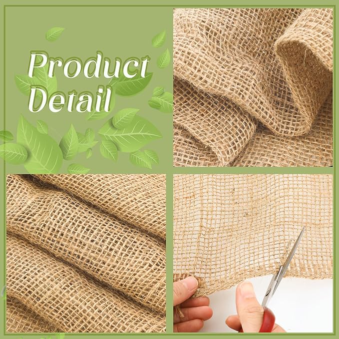 Buryeah 40 Inch x 100 ft Burlap Fabrics Roll Natural Jute Burlap Tree Wraps Protector Winter Frost Plant Blankets Cloth Weed Barrier Fabric Garden Plants for Winter Outdoor Trees Shrubs Party