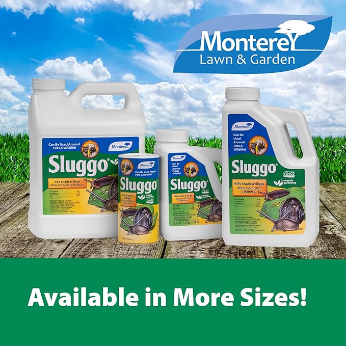 Monterey Sluggo Snail & Slug Killer Bundled with Measuring Spoon - OMRI Listed for Organic Gardening - Wildlife and Pet Friendly - 10 Lb Bottle