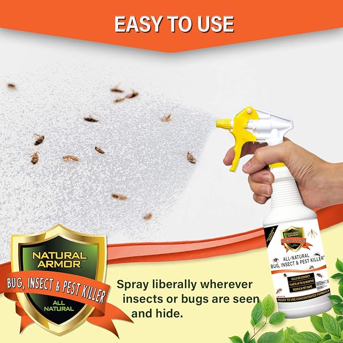 Natural Bug, Insect & Pest Killer & Control Including Fleas, Ticks, Ants, Spiders, Bed Bugs, Dust Mites, Roaches and More for Indoor and Outdoor Use, 128 Fl Oz Gallon Refill