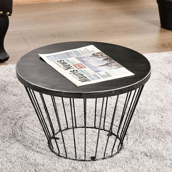 Outsunny 16" Steel Patio Side Table, Garden End Table with Hourglass Design, Accent Table for Outdoor and Indoor Use, Distressed Black