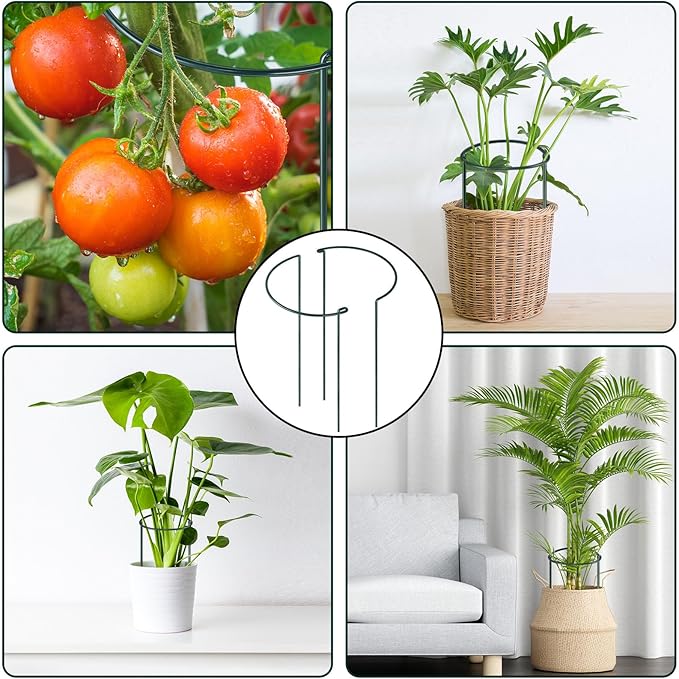 12 Pack Plant Support Stakes, Metal Peonies Cages and Supports, Peony Cage, Plant Support Ring, Garden Plant Support for Ourdoor Plants, Rose, Peony,Tomato, Hydrangea Vine Plant 10" W x 16" H