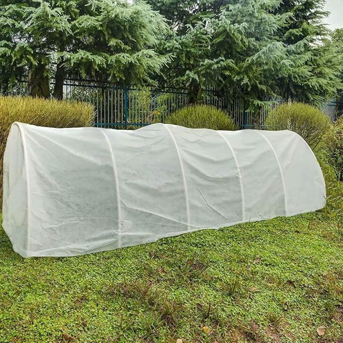 Agfabric Plant Covers Freeze Protection 10'x50' 0.9oz Frost Blankets for Plants Drawstring Bags Shrub Jacket Warm Protection,White