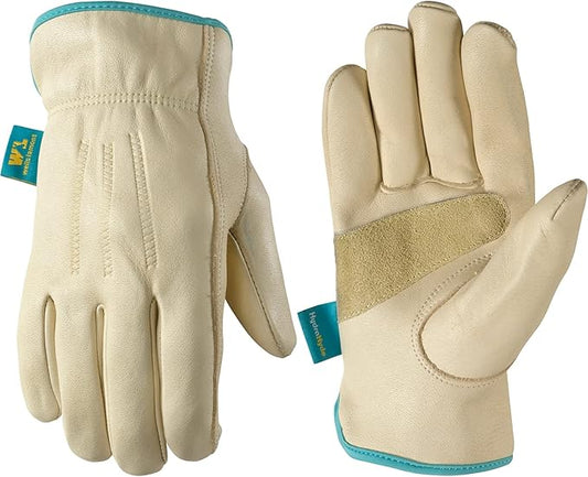 Wells Lamont Women's Water-Resistant Leather Work Gloves | Puncture Resistant, Reinforced, HydraHyde | Large (1167L) , Tan