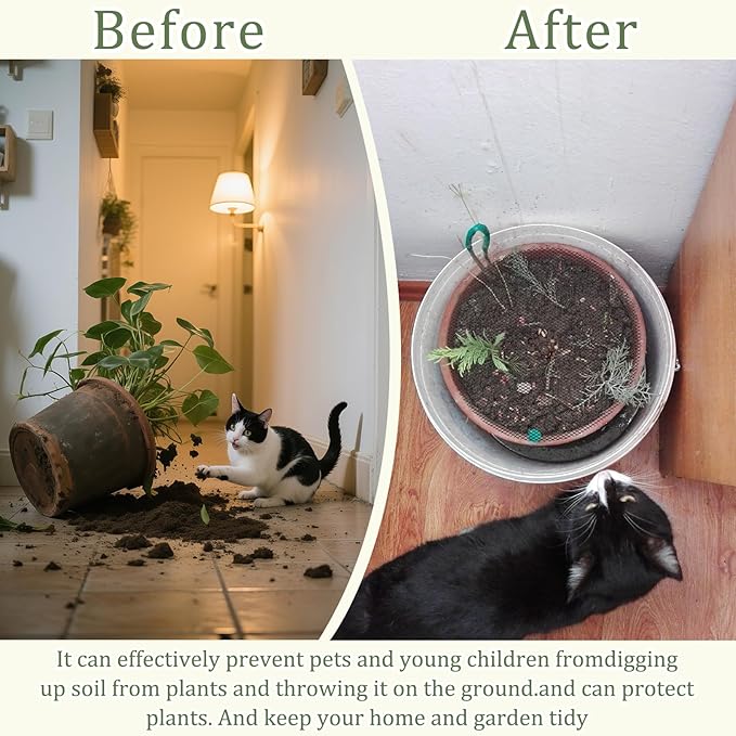 6 Pcs 11.8 Inch Plant Pot Grids，Cut-able Plant Pot Soil Protective Covers from Animals,Used to prevent animals or babies from digging up the soil in flowerpots.Suitable for Indoor and Outdoor Plants.