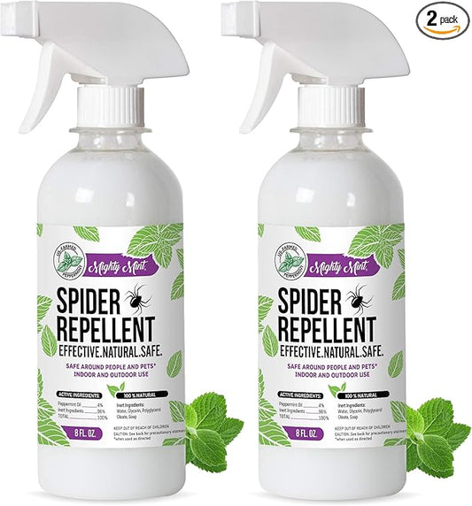 Mighty Mint 8oz Spider Repellent Peppermint Oil - Natural Spray for Spiders, Insects and More - (2-Pack)