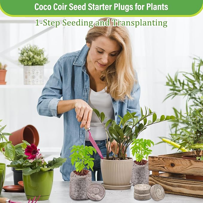Legigo 100 PCS Coco Coir Seed Starter Pellets, 30mm Coconut Coir Soil Plugs for Seed Germination, Compressed Seed Plant Starter Soil Pods Plugs for Starting Seed Planting Herbs Flowers Vegetables