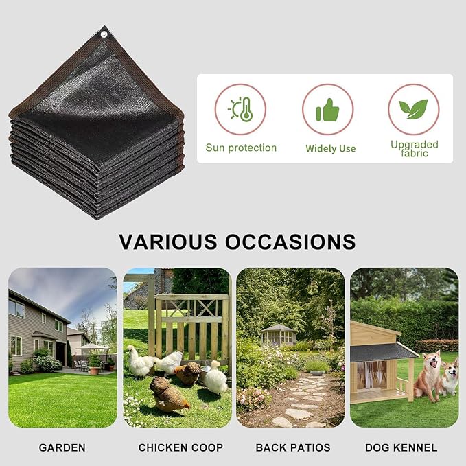 DGSL 40% Shade Cloth Greenhouse Shade Cover with Grommets - 10Ft x 20Ft Mesh Tarp for Pergola, Patio Plants, Chicken Coop, Garden, Outdoor, Backyard