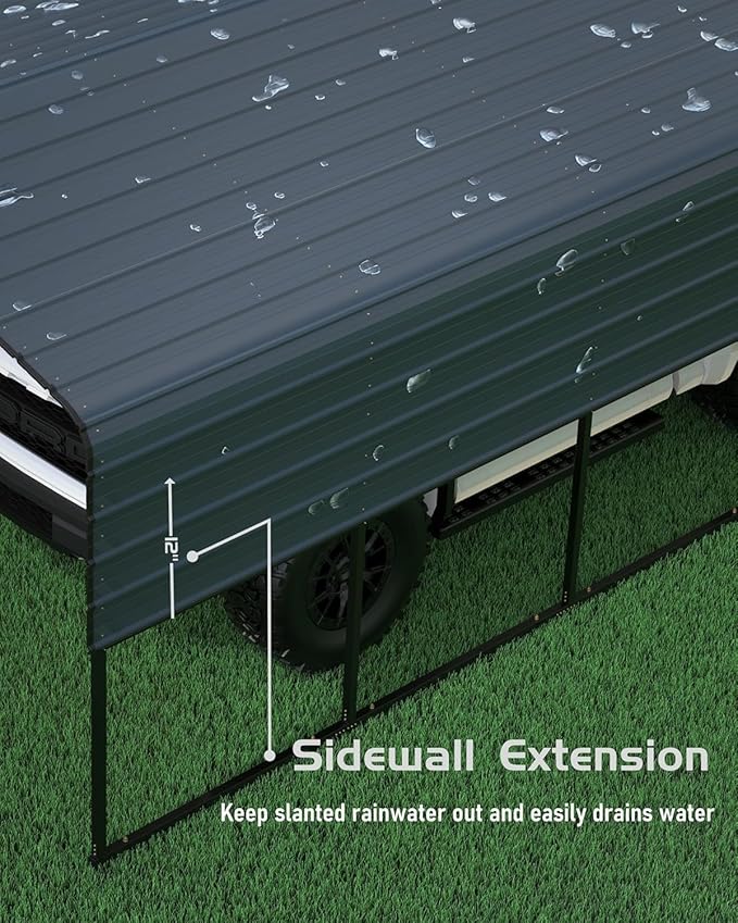 Metal Carport, Carport with Reinforced Base and Galvanized Steel Roof, Heavy Duty Garage Car Shelter Shade, Outdoor Car Port Canopy for SUV, Truck, Boats, 13x21 FT