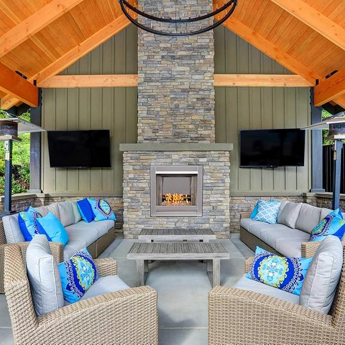 Duluth Forge Ventless Stainless Outdoor Gas Fireplace Insert with Reflective Crystal Glass Media - 24,000 BTU, Manual Control - Model# DF450SS-G