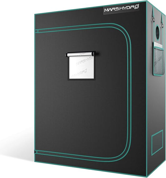 MARS HYDRO 4x2x5 Advanced Grow Tent, 48"x24"x60" High Reflective Mylar 1680D for Hydroponics Indoor Plant Growing, with Observation Window,Floor Tray and Smooth Zipper for TSL2000/SP3000