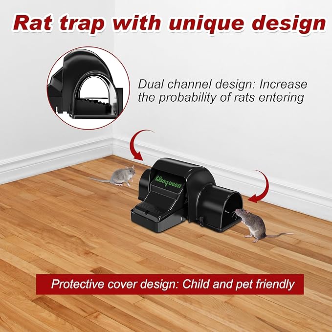 Reusable Rat & Chipmunk Traps, Prevents Accidental Triggering Mouse Trap, Tunnel Dual-Entry Squirrel Trap for Big Rats, Large Efficient Capture Device, Snap Traps for Humane Capture