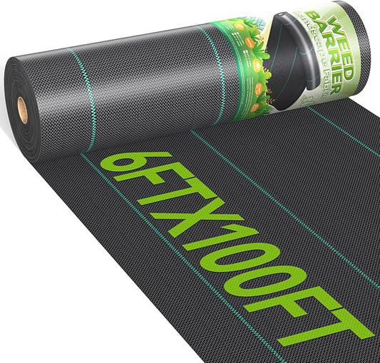 6ftx100ft Weed Barrier Landscape 3.2oz Fabric Heavy Duty, Woven Weed Control Cloth, Woven Geotextile Fabric for Underlayment, Gardening Ground, Commercial Driveway Weed Block Cover Mat