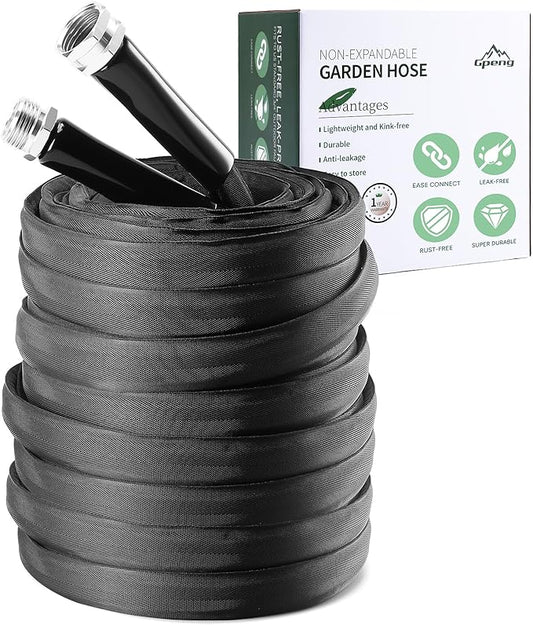 Garden Hose, 50 ft Non-Expandable, Lightweight Water Hose, Leakproof & Durable Design, Easy to Store for Gardening, Car Washing, Pet Bathing