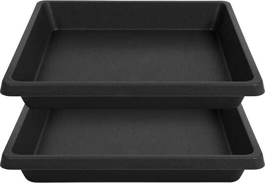 Square Plant Saucer 18 Inch 2 Pack, Extra-Deep Large Saucers for Potted Plants, Plastic Plant Trays for Indoors No Holes, Plant Water Catcher Tray, Flower Pot Drip Trays Plant Plate