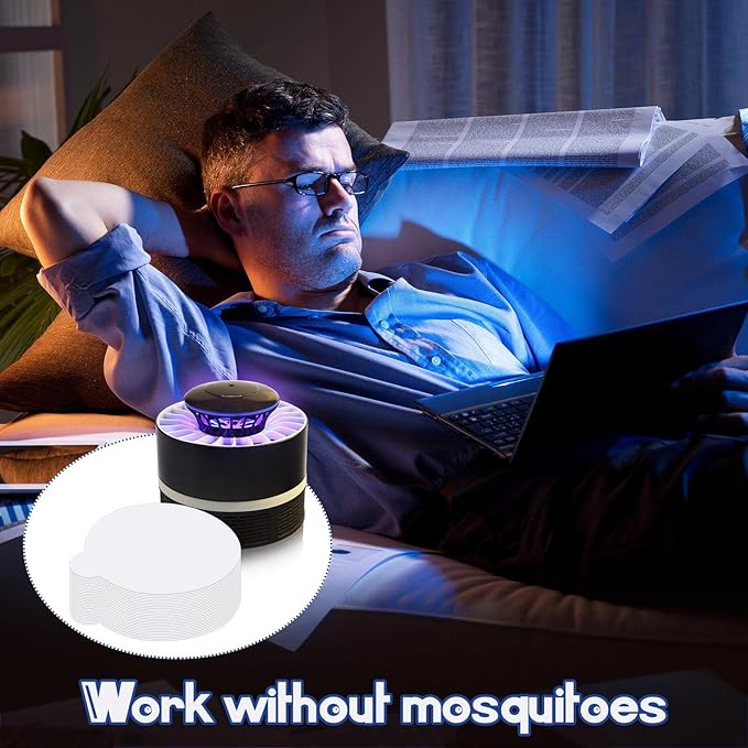 48 Pack 4.3 Inches Round Insect Trap Refillable Glue Boards Sticky Fruit Fly Trap Mosquito Fly Killer for Mosquitoes Fruit Flies Gnats Moths Fits Most Models Indoor Outdoor Lamp