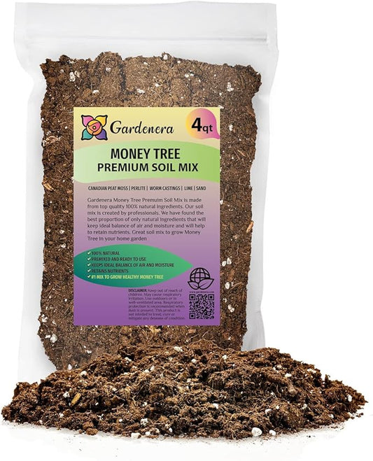 Money Tree Potting Soil Mix for Planting or Repotting Guiana Chestnut, Soil Blended to Properly Grow Money Tree Plants (4 Quart Bag)