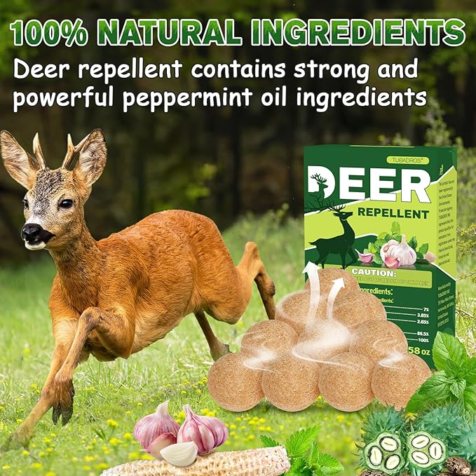 Deer Repellent, 10Pack Rabbit Repellent, Peppermint Oil to Repel Deer, Rabbit, Deer Deterrent Outdoor for Lawn, Garden Use, Deer Out for Yard