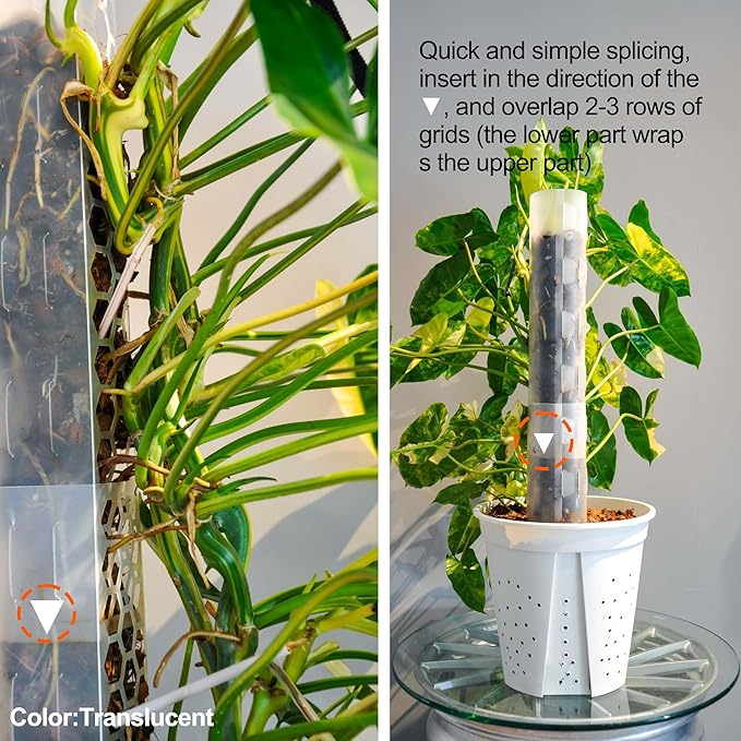 4 Pcs 17 Inch Plastic Moss Pole for Plants Monstera,Designed Specifically for Climbing Plants, Stackable Plant Support for Indoor Plants