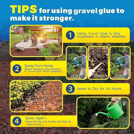 Make 219oz Rock Glue for Landscaping, Concentrated Mulch Glue, Gravel Binder for Pea Gravel, Bark, Waterproof Clear Outdoor Mulch Anchor, Stone Stabilizer for Paths, Patios, Driveways & Garden Border