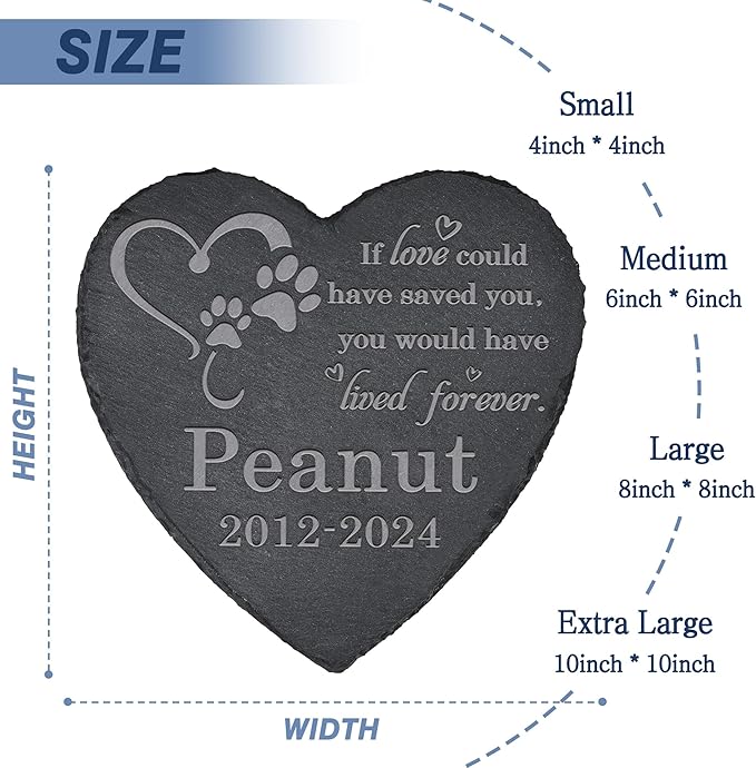 Pet Memorial Stone Pet Garden Statue - Pet Memorial Gifts - Pet Tombstone - Pet Loss Gift - Loss of Pet Stone - Heart