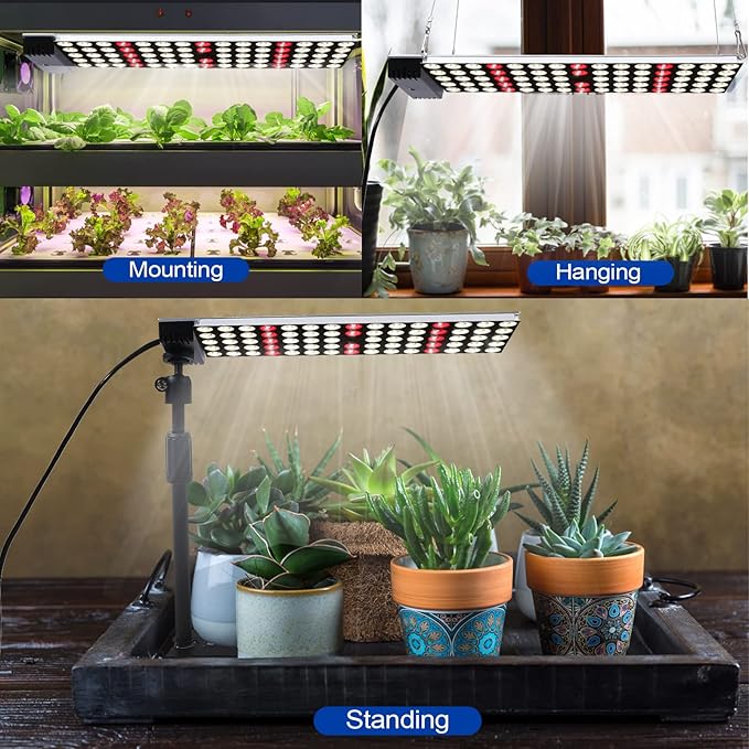 JCBritw LED Grow Lights with Stand 2ft White Full Spectrum with IR Hanging Mounting Standing Plant Light Table Desk Grow Lamp for Seed Starting, Seedlings, Veg, Flower (50.00, Watts)