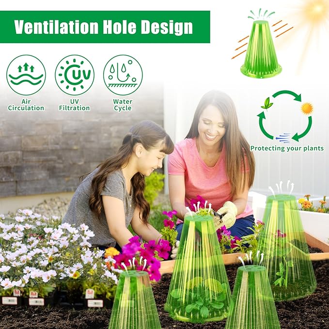30 Pack Garden Cloches for Plants, Reusable Bell Plant Cover, Plant Covers Protectors from Animals Snails Birds Chickens Insect, 9.18" H X 7.56" D