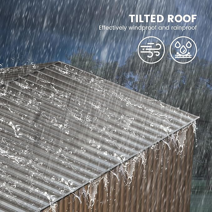 8 X 10 FT Shed Outdoor Storage Shed Metal Garden Shed with Sloping Roof and Vents, Waterproof and Anti-UV, Slooping Roof Tool Shed for Backyard, Patio, Garden Yard, Poolside