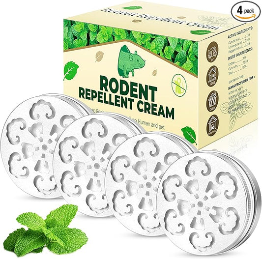 Rodent Repellent for Car Engines - Peppermint Oil for Mice Repellent, Mouse Repellent for Cars, Rodent Repellent Outdoor, Keeping Rodents Out of House Garages, Human Pet Dog Plant Safe -4 Pack