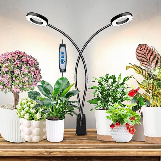 Grow Lights for Indoor Plant, Halo LED Grow Light with Clip, Upgrade 96 LEDs Clip On Plant Lights, Full Spectrum LED Plant Growing Lamp with 3 Modes & 5 Dimmable Levels, Auto Timer 6/12/16H.