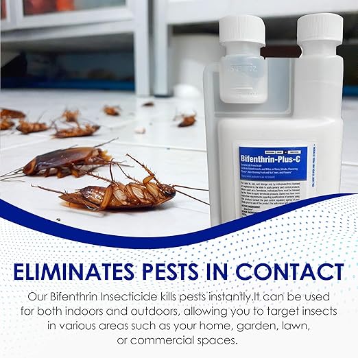 Bifenthrin Plus-C Insecticide (16 oz) - Roach Killer Indoor Infestation, Termite Treatment, Ant Control & Wasp Spray - Home Defense Pest Control, Residential, Commercial, and Industrial Use