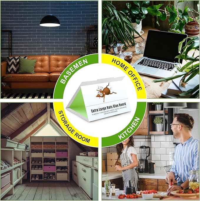 Qualirey 4 Pack Sticky Mouse Traps 8 x 14 Large Sticky Rat & Mouse Glue Boards for Inside Outside, Pre Scented Non Toxic Adhesive Traps with Enhanced Stickiness for Rat Mice Snake, Pet Safe
