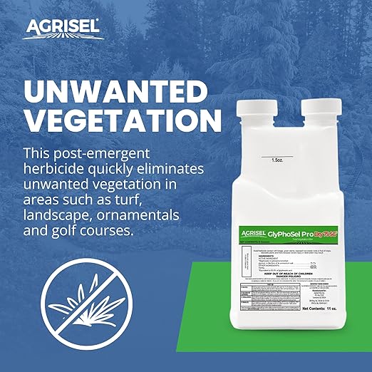 GlyPhoSel Pro Dry75 Non-Selective Herbicide - Kills All Vegetation Including Weeds and Lawn grass, Pet Safe, 3-Pack of Disposable Gloves Included, 11 Ounces