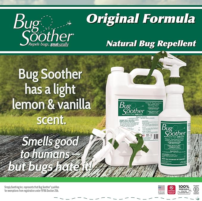 Bug Soother Spray 32 oz. - Natural Insect, Gnat and Mosquito Repellent & Deterrent with Essential Oils - 100% DEET-Free Safe Bug Spray for Adults, Kids, Pets, Environment - Made in USA…