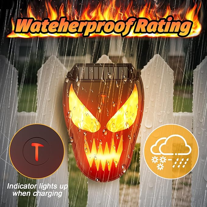 2 Pack Solar Racoon Repellent Outdoor Devices with Dynamic Flashing Lights, Effective Coyote, Raccoon, Skunk, Deer & Hawk Deterrent-Waterproof Predator Light for Chicken Coop, Garden, Farm