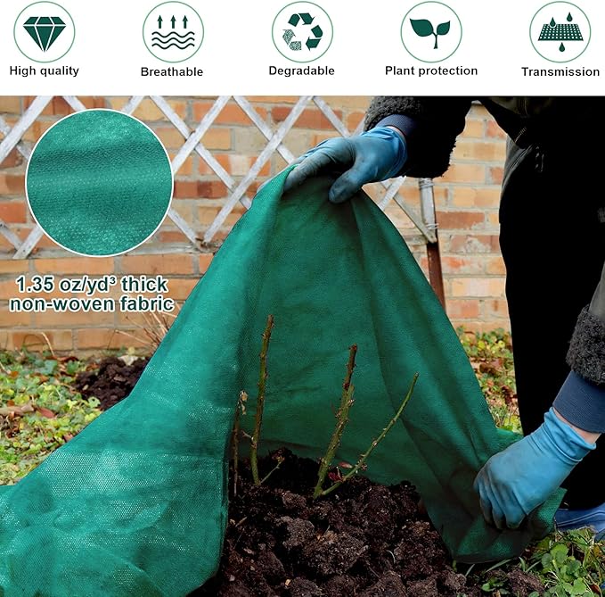 NNG 10x50ft Plant Covers Freeze Protection Frost Blankets 1.35oz/yd² Non-Woven Fabric Floating Row Cover Plant Blanket Protector Garden Winterize for Winter Outdoor Plants,Vegetables