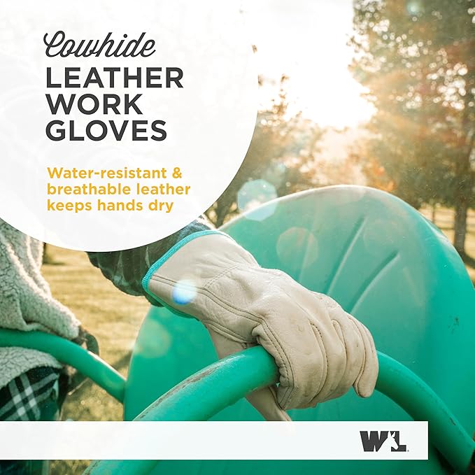 Wells Lamont Women's Water-Resistant Leather Work Gloves | Puncture Resistant, Reinforced, HydraHyde | Medium (1167M), Tan